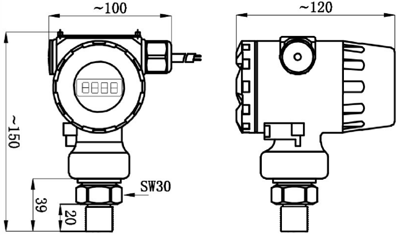 PPM-T132C Piezoresistive Pressure Transmitter Dimension